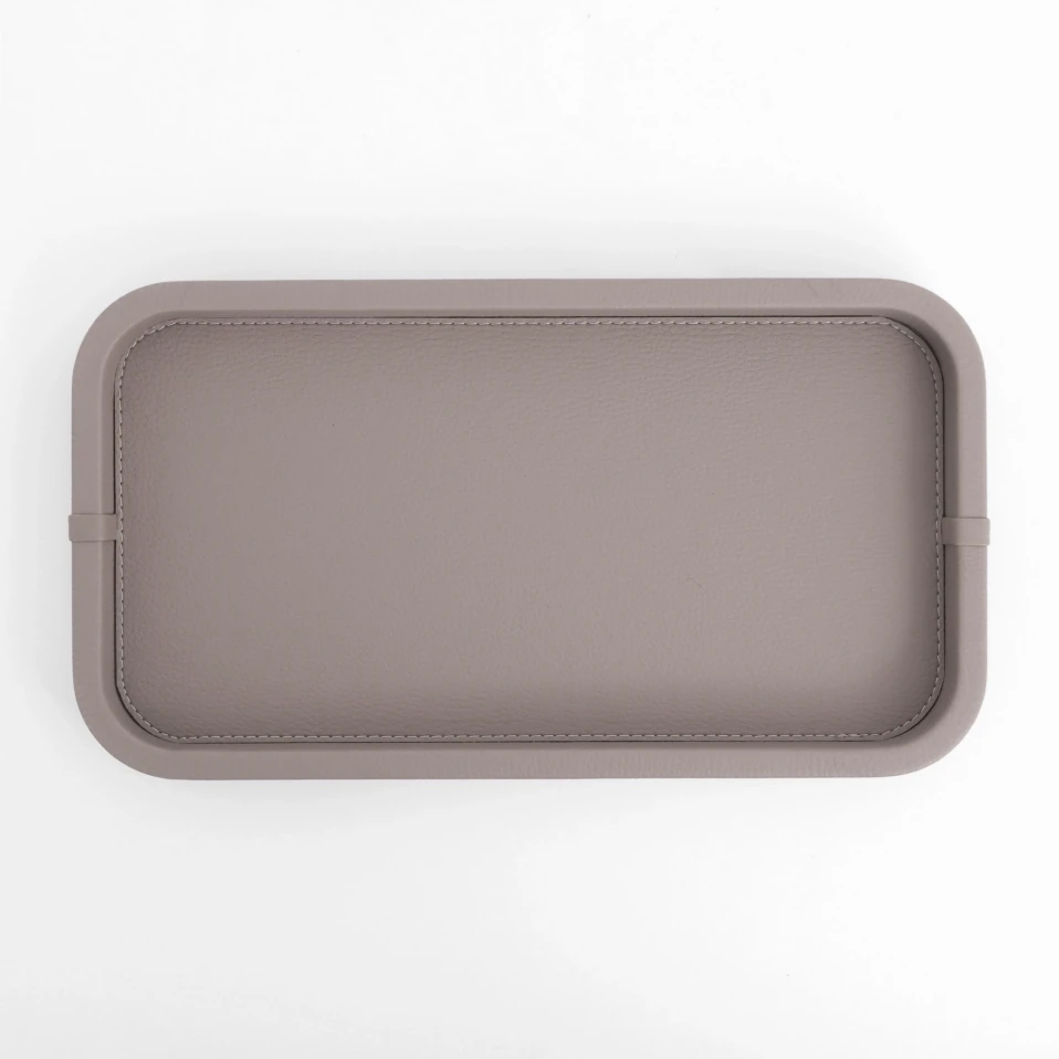 Marta Dekoratif Deri Tepsi Vizon 35x19x3 cm - Qua Home