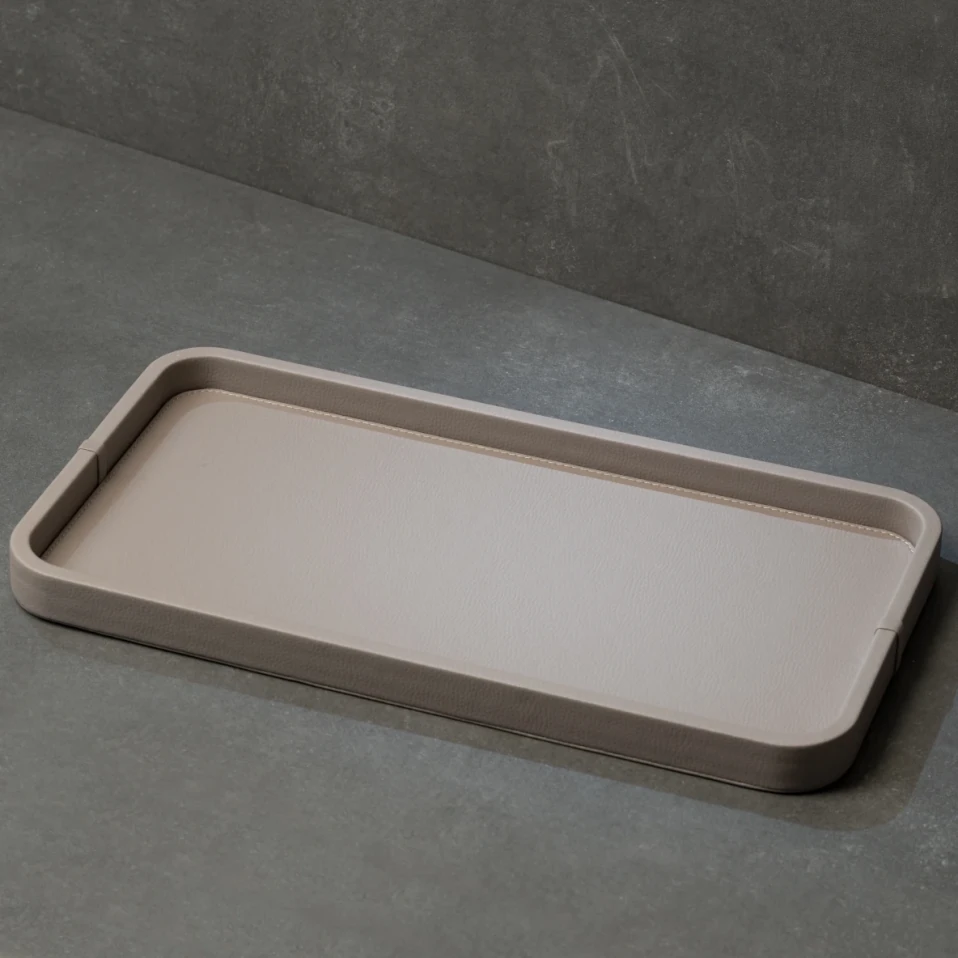 Marta Dekoratif Deri Tepsi Vizon 50x27x3 cm - Qua Home