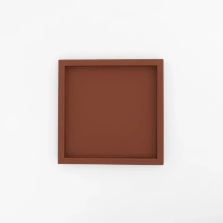 Rita Dekoratif Deri Tepsi Açık Kahverengi 22x22x2,5 cm 