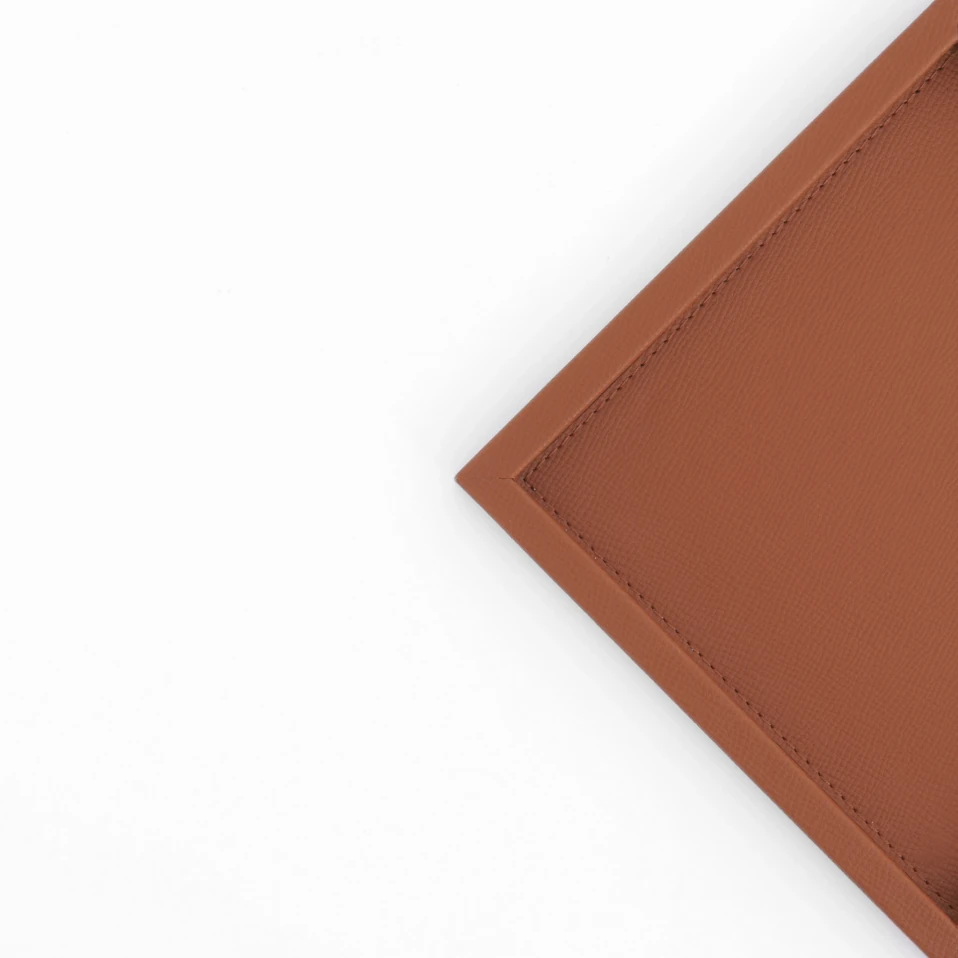 Rita Dekoratif Deri Tepsi Açık Kahverengi 22x22x2,5 cm - 5