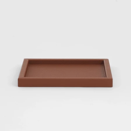 Rita Dekoratif Deri Tepsi Açık Kahverengi 22x22x2,5 cm - 3