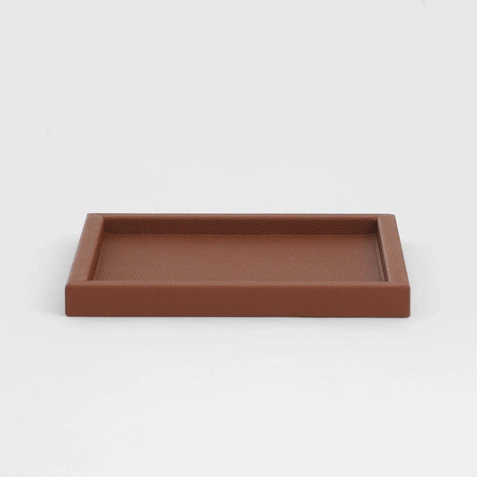 Rita Dekoratif Deri Tepsi Açık Kahverengi 22x22x2,5 cm - 3