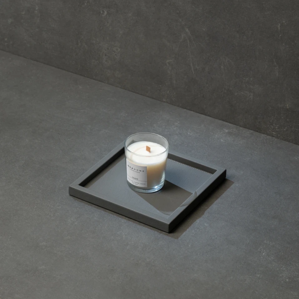 Rita Dekoratif Deri Tepsi Antrasit 22x22x2,5 cm - 2