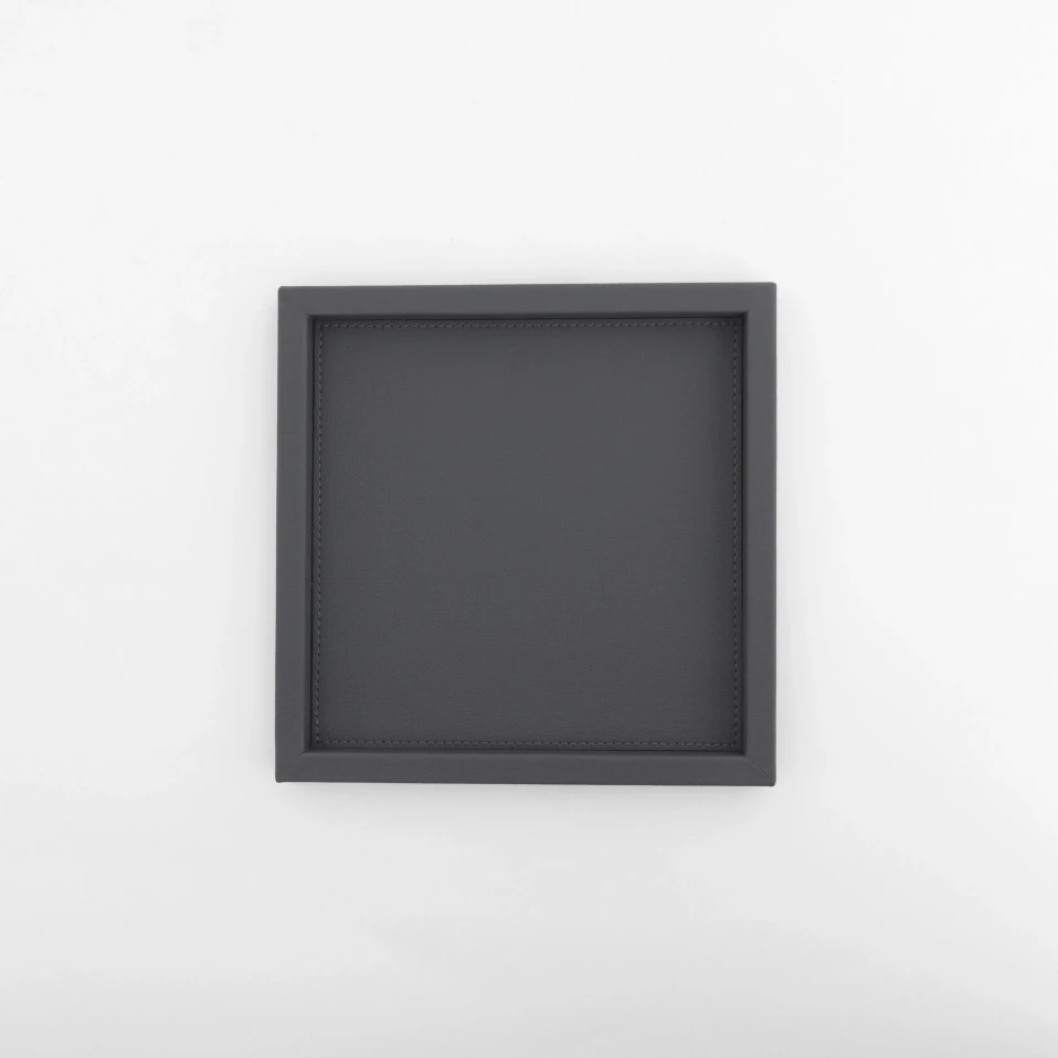 Rita Dekoratif Deri Tepsi Antrasit 22x22x2,5 cm - 1