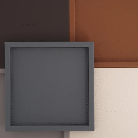 Rita Dekoratif Deri Tepsi Antrasit 22x22x2,5 cm - 5