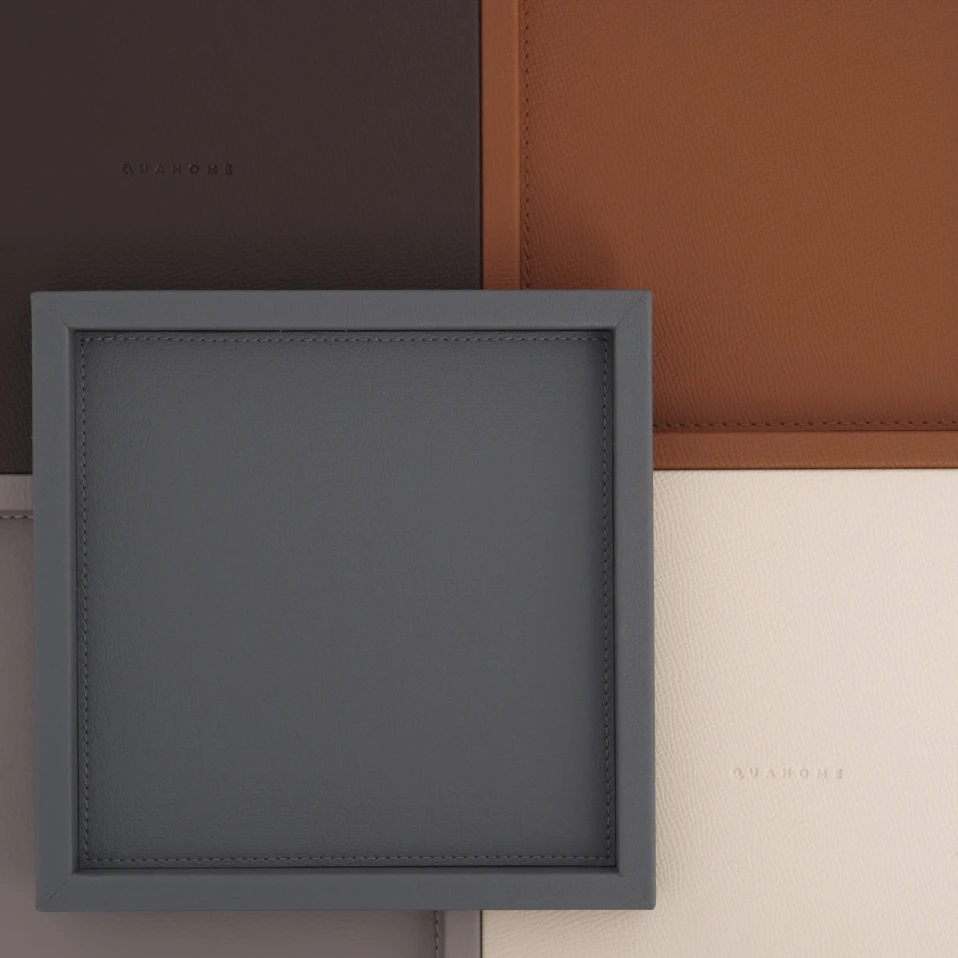 Rita Dekoratif Deri Tepsi Antrasit 22x22x2,5 cm - 5