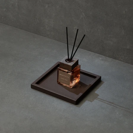 Rita Dekoratif Deri Tepsi Koyu Kahverengi 22x22x2,5 cm - 2