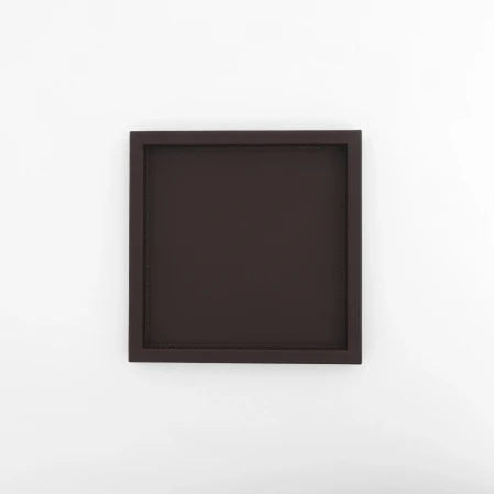 Rita Dekoratif Deri Tepsi Koyu Kahverengi 22x22x2,5 cm - 1