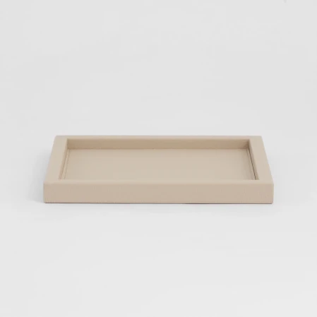 Rita Dekoratif Deri Tepsi Krem 22x22x2,5 cm - 2