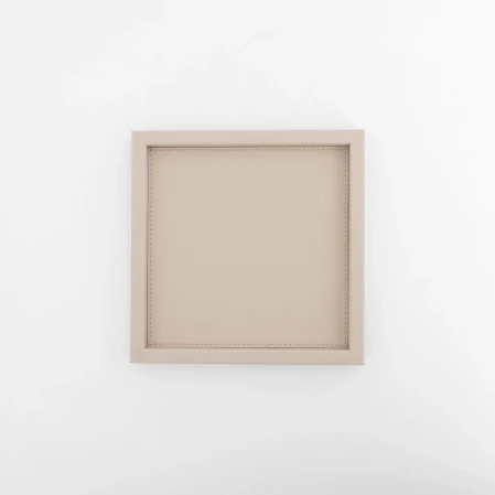 Rita Dekoratif Deri Tepsi Krem 22x22x2,5 cm 