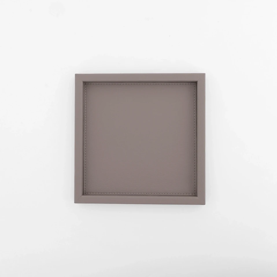 Rita Dekoratif Deri Tepsi Vizon 22x22x2,5 cm - Qua Home