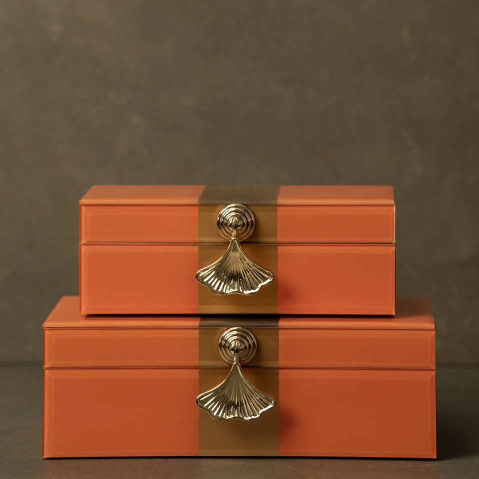 Naran Turuncu Gold Detaylı Kutu 25x13x8 cm - 4