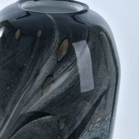 Bern Mavi Gri El Yapımı Cam Vazo - 5