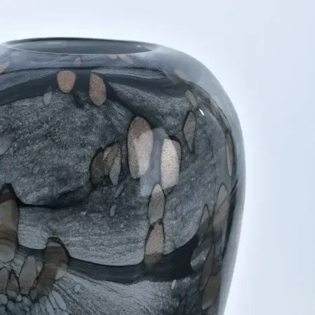 Bern Mavi Gri El Yapımı Cam Vazo - 6