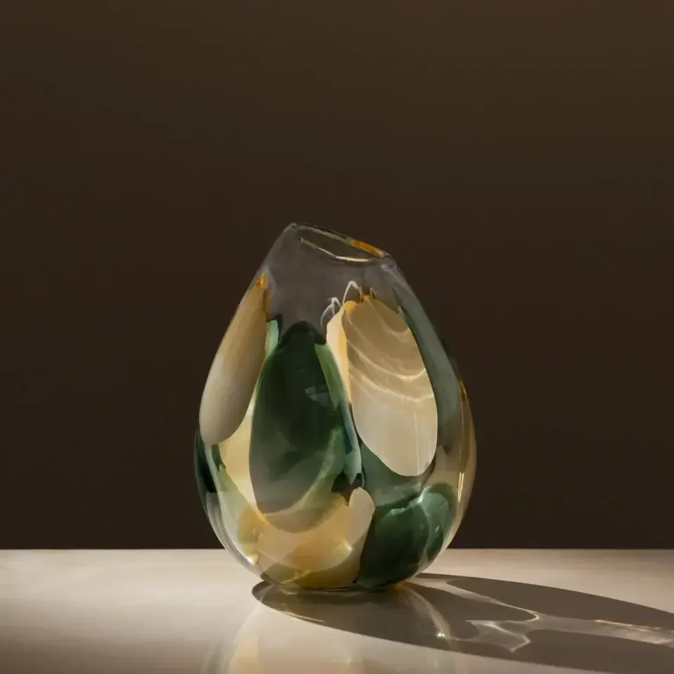 Boris Yeşil Sarı Cam Vazo 20x25 cm - Qua Home