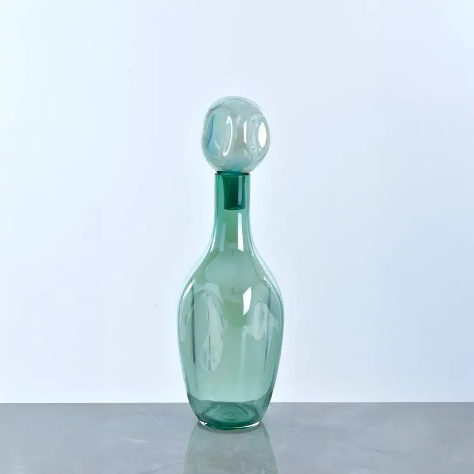 Efruz Yeşil Kapaklı Cam Vazo - Qua Home