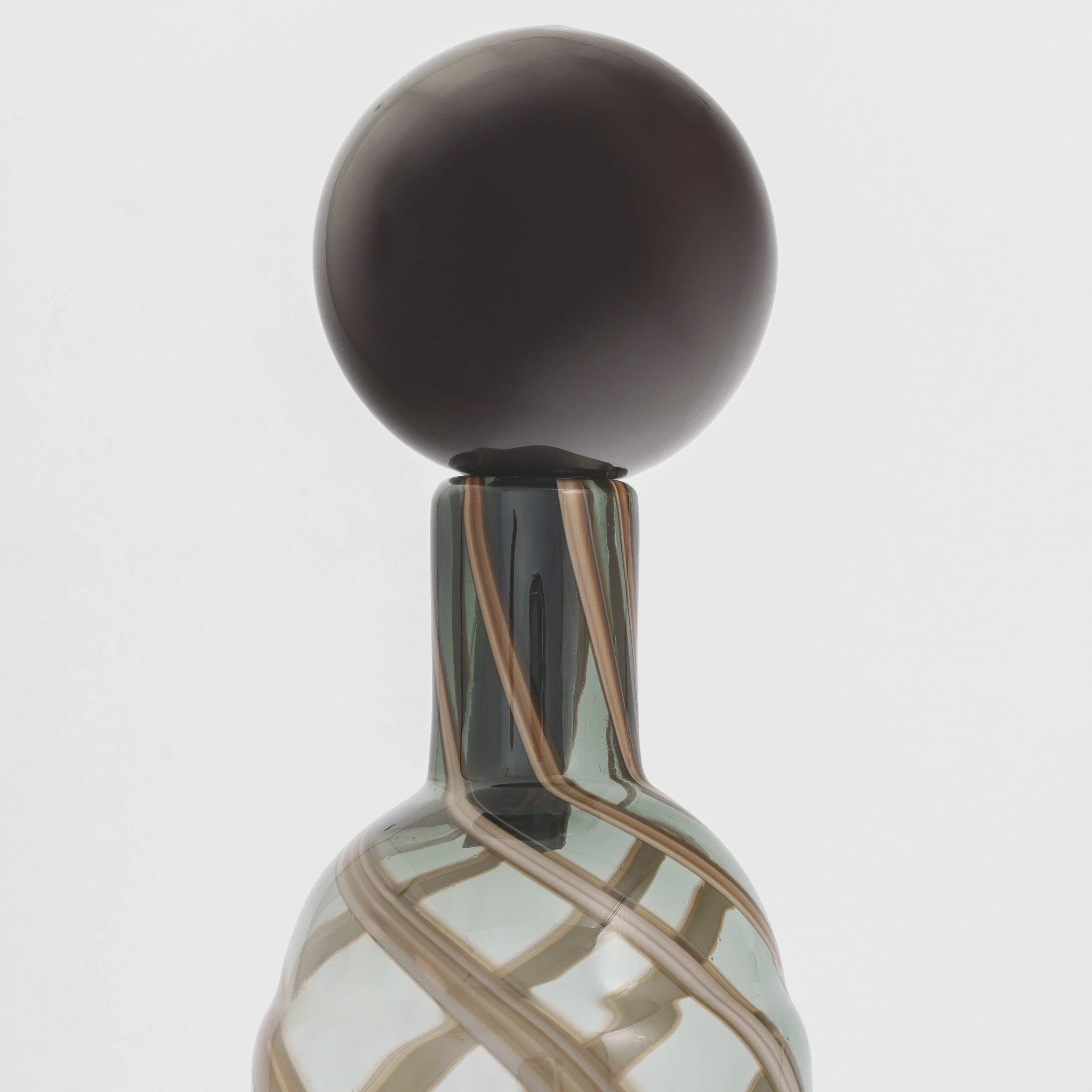 Lyon Yeşil Kahve Çizgili Cam Vazo 10x46 cm - 2