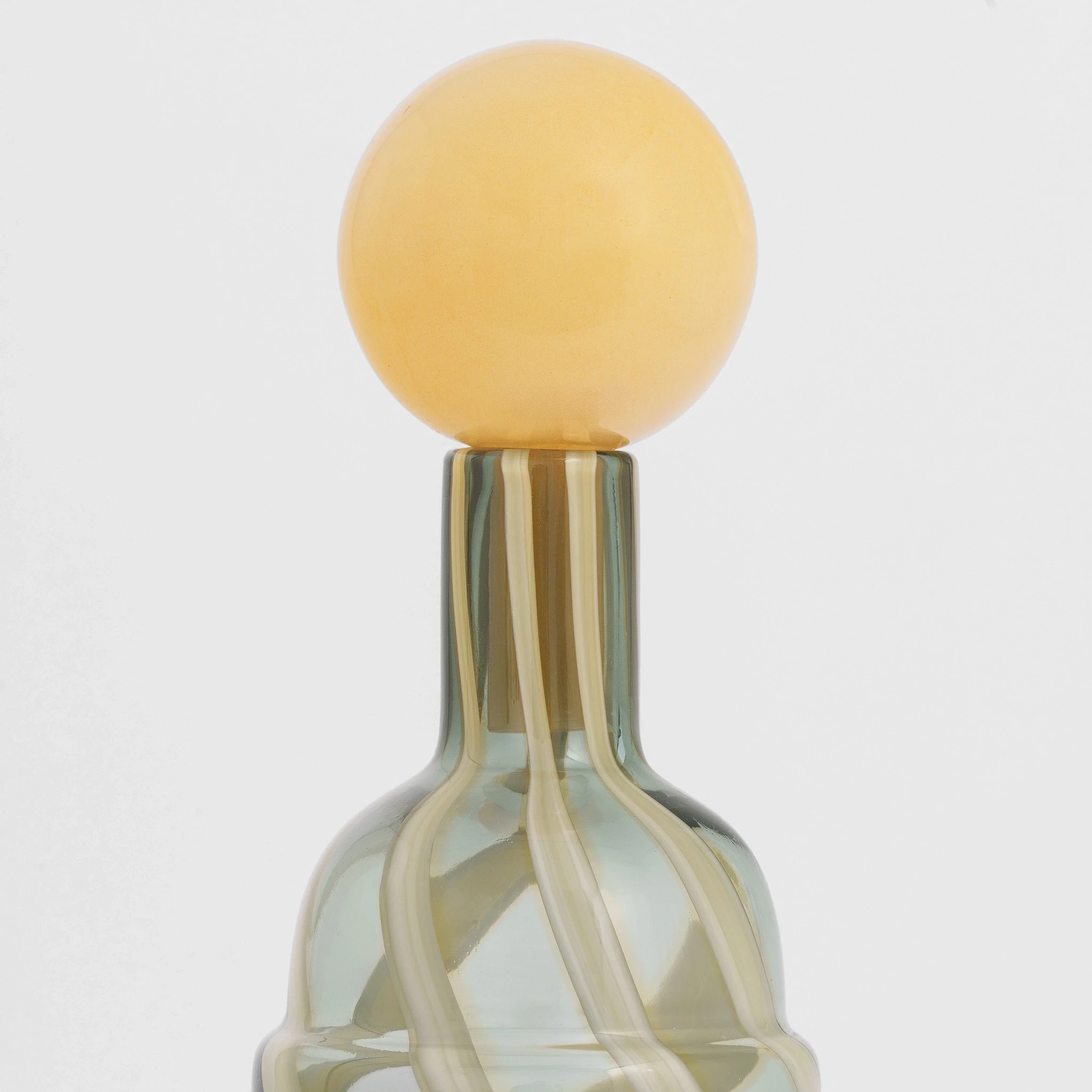 Lyon Yeşil Krem Çizgili Cam Vazo 12x39 cm - 3