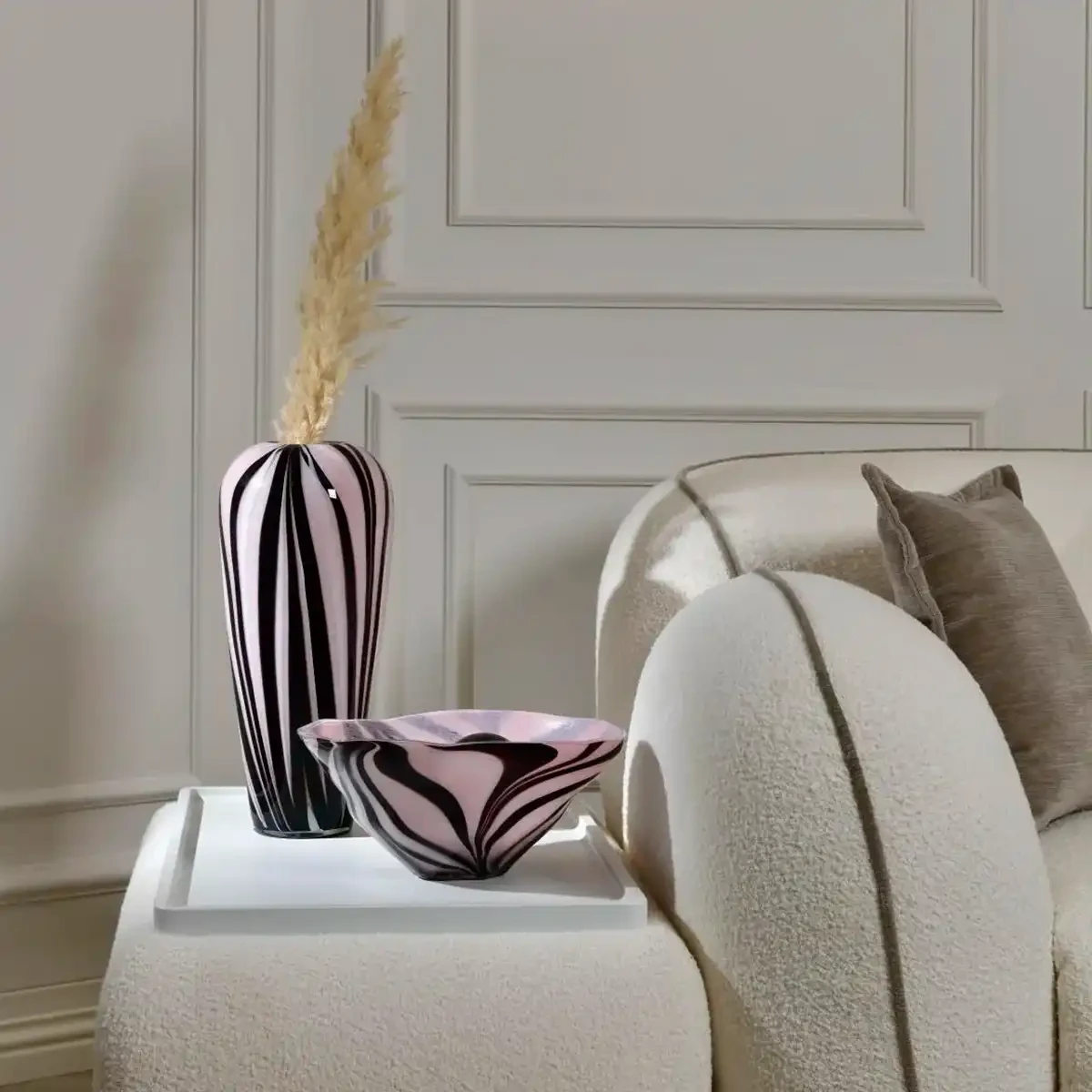 Romy Pembe Siyah Cam Vazo 31x16 cm - 3