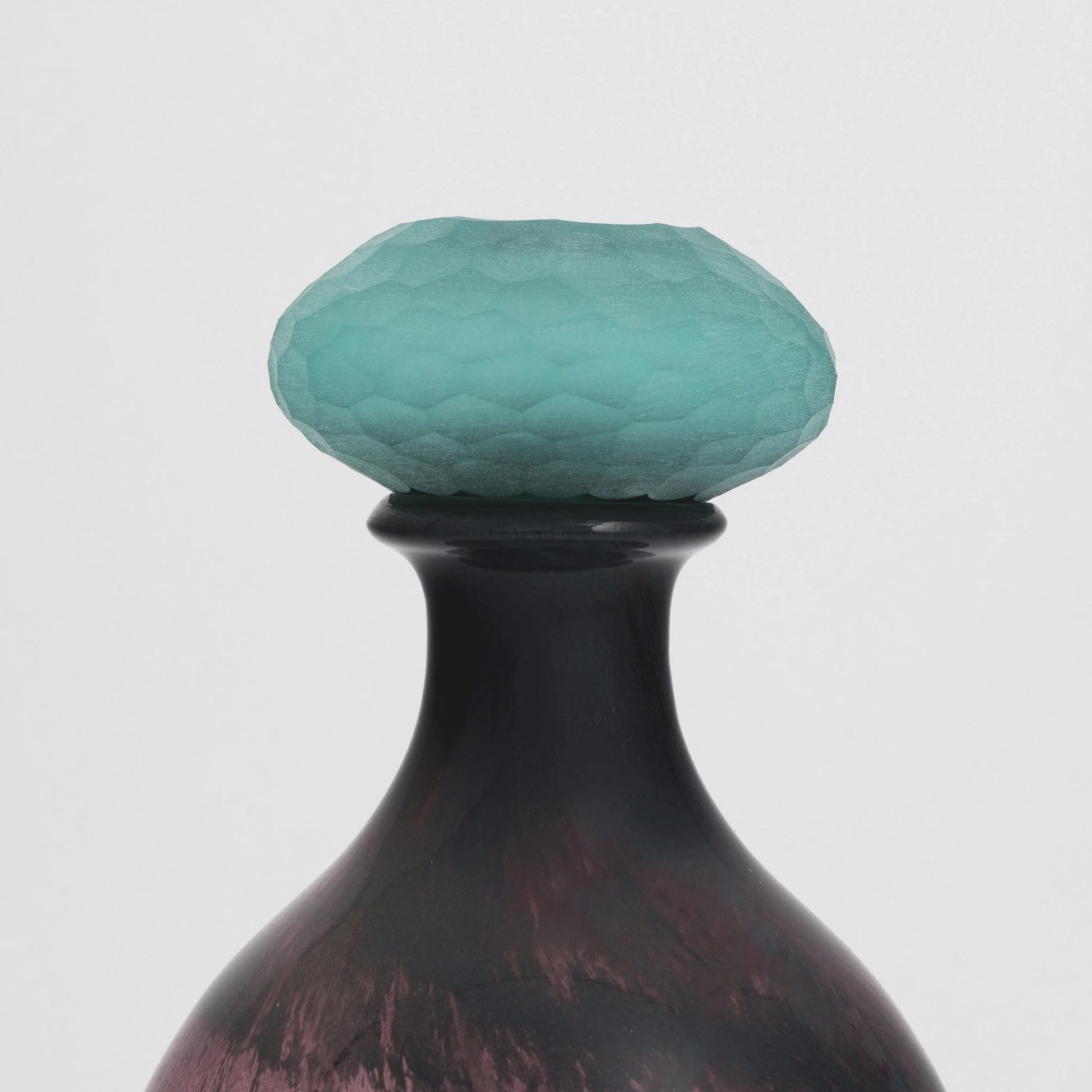 Zea Mürdüm Mavi Kapaklı Cam Vazo 17x28 cm - 2