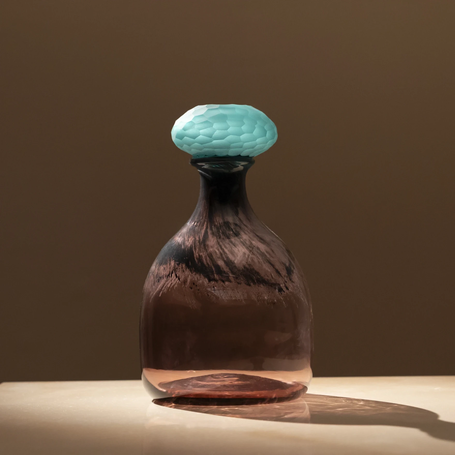 Zea Mürdüm Mavi Kapaklı Cam Vazo 17x28 cm - 1