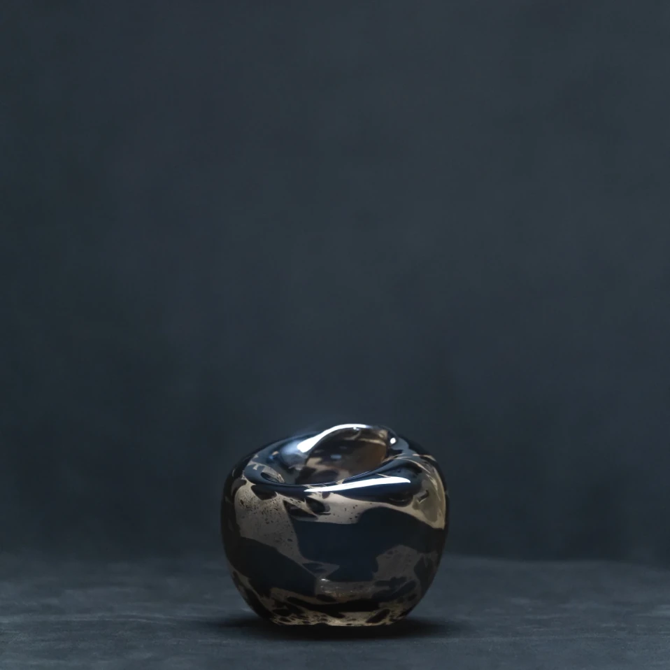 Zoe Siyah Gri El Yapımı Cam Vazo - 1