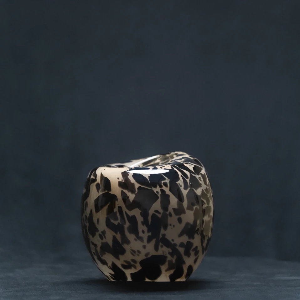 Zoe Siyah Gri El Yapımı Cam Vazo - 4