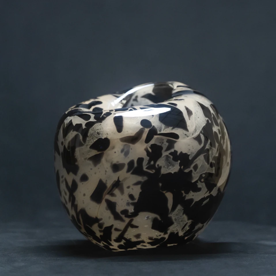 Zoe Siyah Gri El Yapımı Cam Vazo - 7