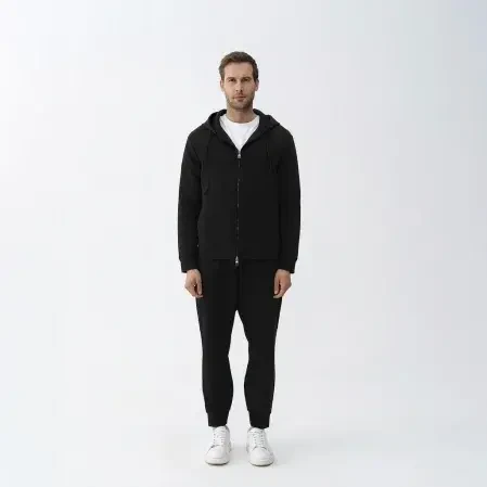 Nico Erkek % 100 Pamuk Fermuarlı Sweatshirt Siyah - 2