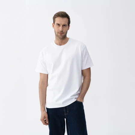 Dori Erkek % 100 Pamuk Kısa Kol Tişört Beyaz 