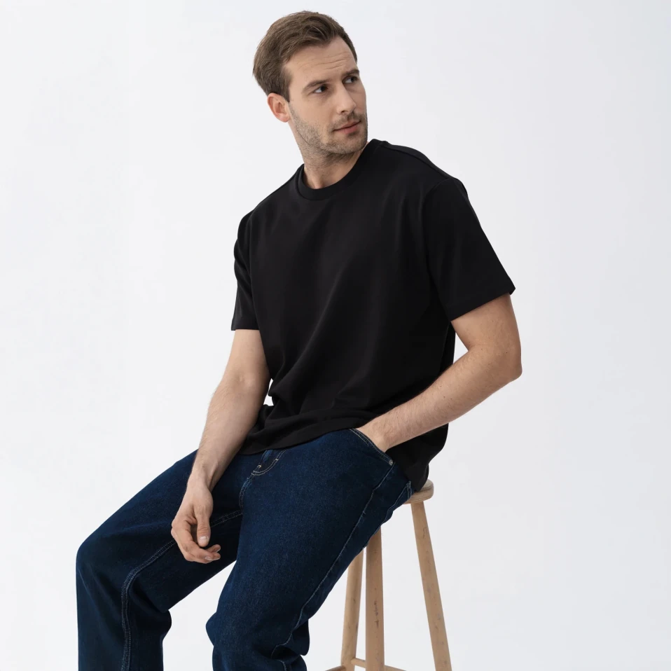 Dori Erkek % 100 Pamuk Kısa Kol Tişört Siyah - 2