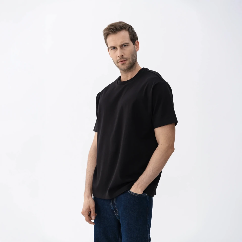 Dori Erkek % 100 Pamuk Kısa Kol Tişört Siyah - 3
