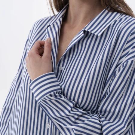 Janie Kadın Dokuma Gömlek Elbise Lacivert - 4