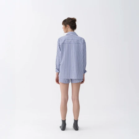 Renna Kadın Dokuma Uzun Kollu Gömlek Lacivert - 2