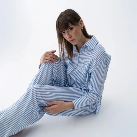 Mara Kadın Dokuma Pantolon Mavi - 2