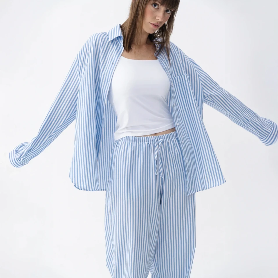 Mara Kadın Dokuma Pantolon Mavi - 5