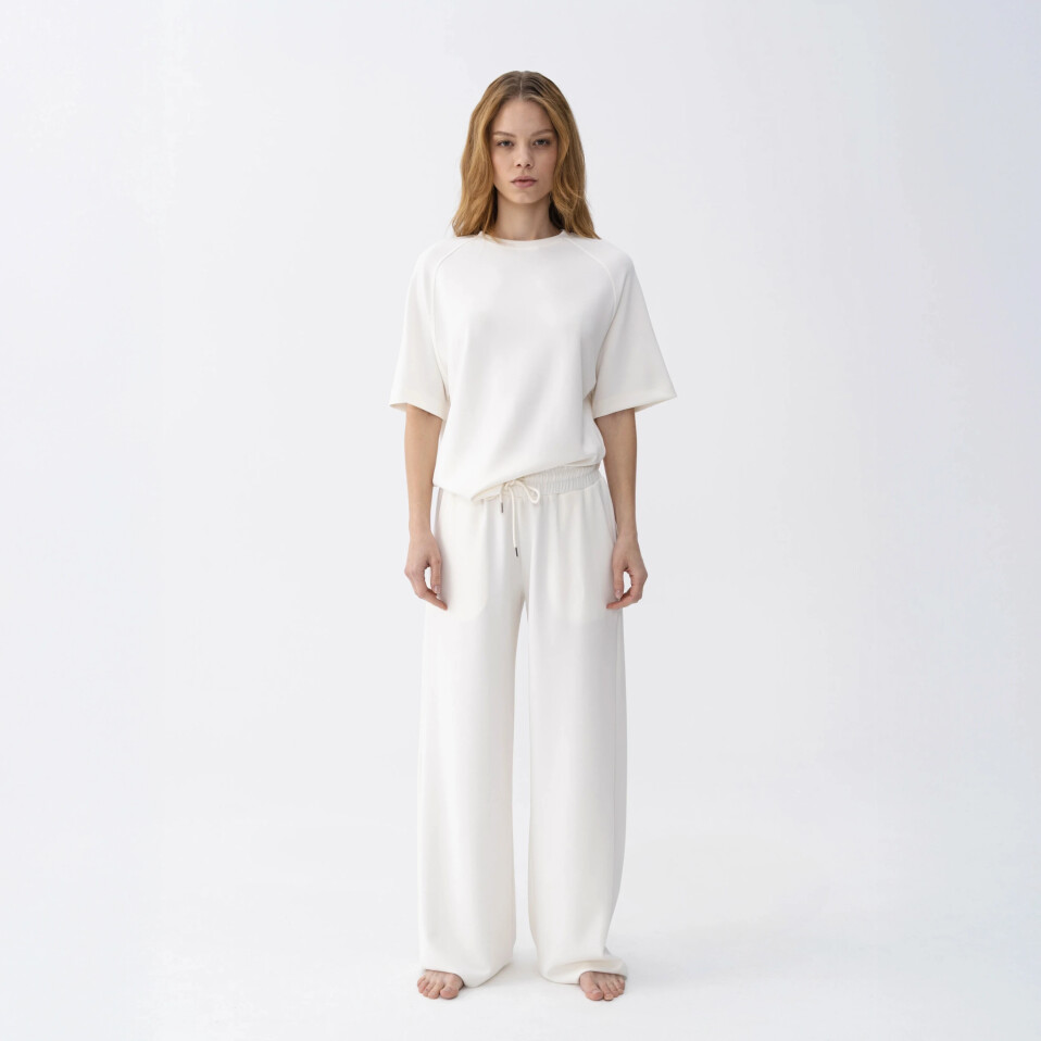 Noa Kadın Modal Wide Leg Pantolon Ekru - Qua Home