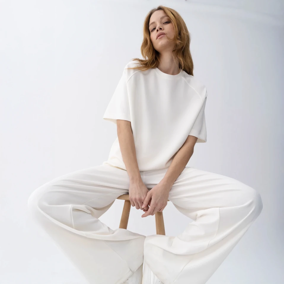 Noa Kadın Modal Wide Leg Pantolon Ekru - 3