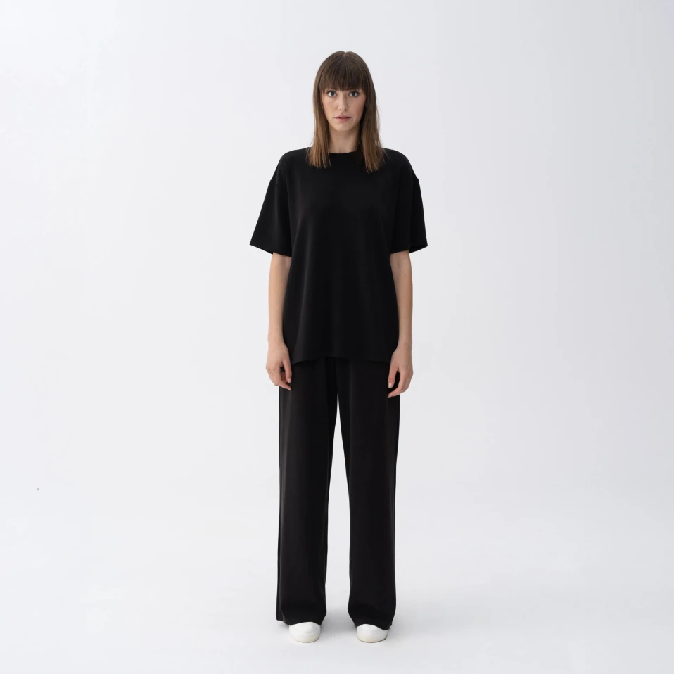 Noa Kadın Modal Wide Leg Pantolon Siyah - 1