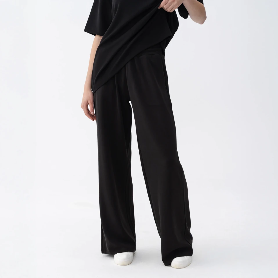 Noa Kadın Modal Wide Leg Pantolon Siyah - 2