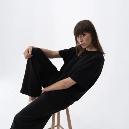 Noa Kadın Modal Wide Leg Pantolon Siyah - 4