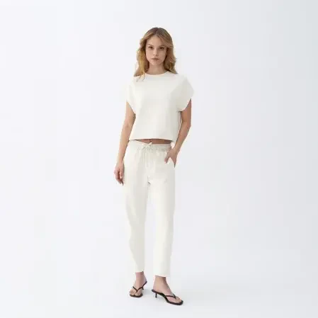 Nua Kadın Modal Chino Pantolon Ekru - 2