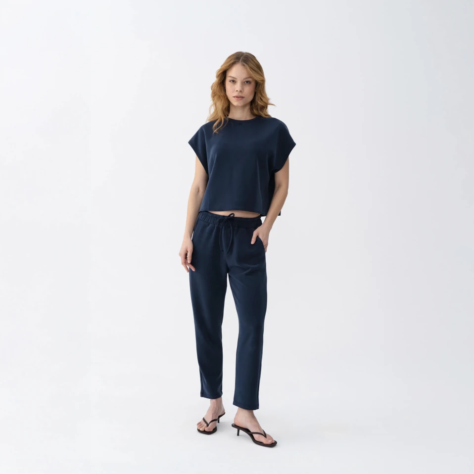 Nua Kadın Modal Chino Pantolon Lacivert - Qua Home