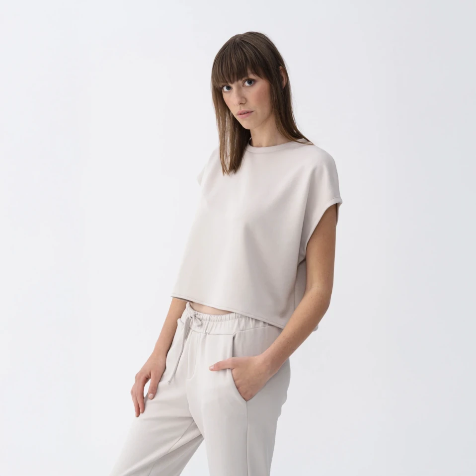 Nua Kadın Modal Chino Pantolon Taş - 4