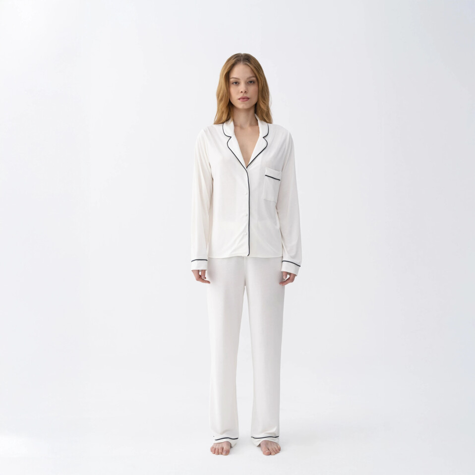 Sia Kadın Modal Biyeli Pijama Alt Ekru - Qua Home