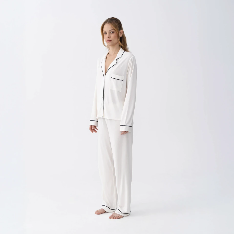 Sia Kadın Modal Biyeli Pijama Alt Ekru - 2