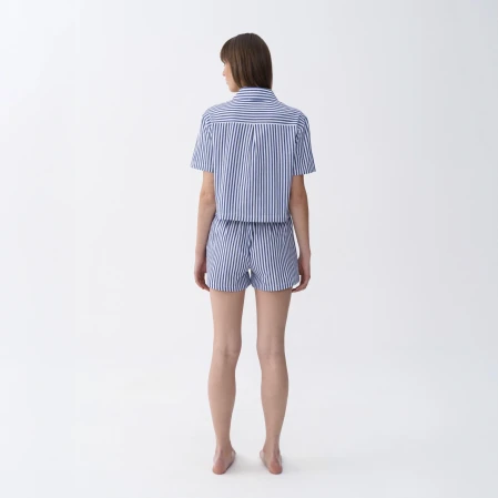 Lyla Kadın Dokuma Şort Lacivert - 4