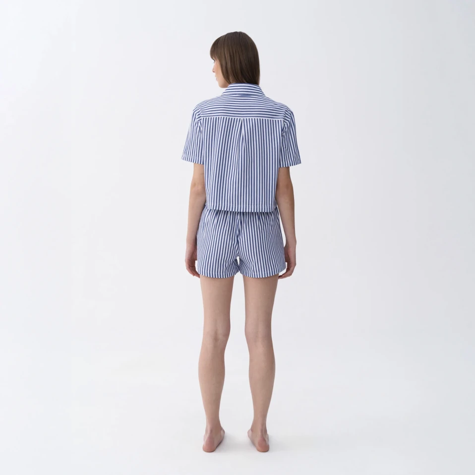 Lyla Kadın Dokuma Şort Lacivert - 4