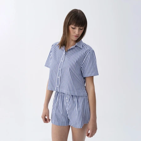 Lyla Kadın Dokuma Şort Lacivert - 3