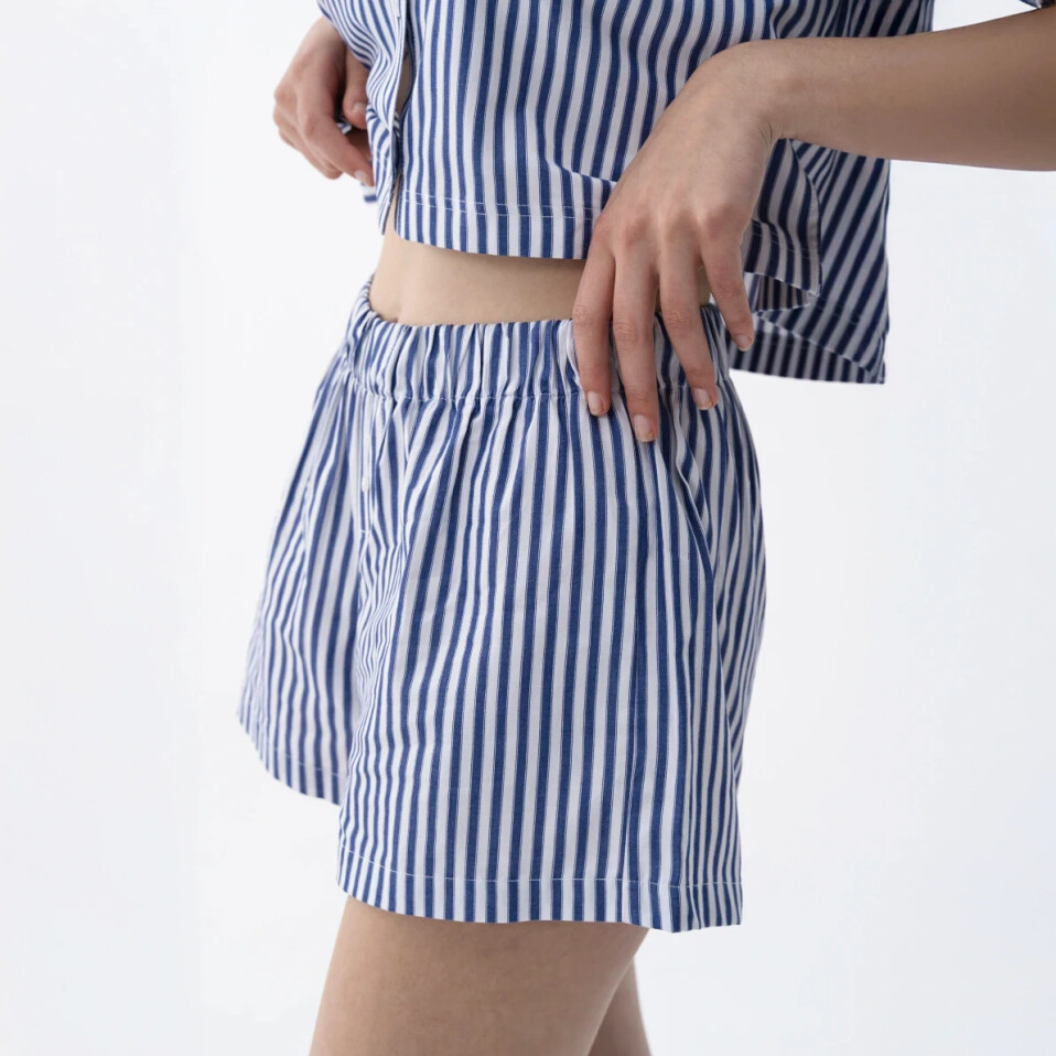 Lyla Kadın Dokuma Şort Lacivert - Qua Home